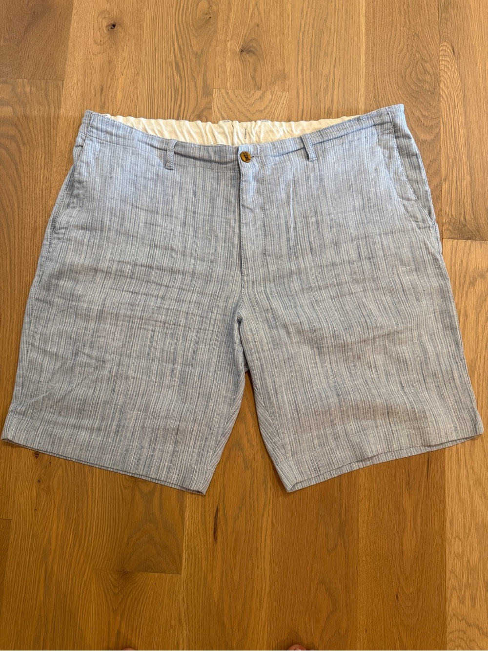 Tommy Bahama Light Blue Striped Flat-Front Shorts